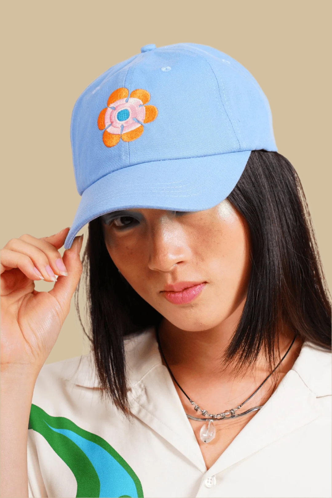 FLOWER POWER・Dad Hat・Bleu poudre