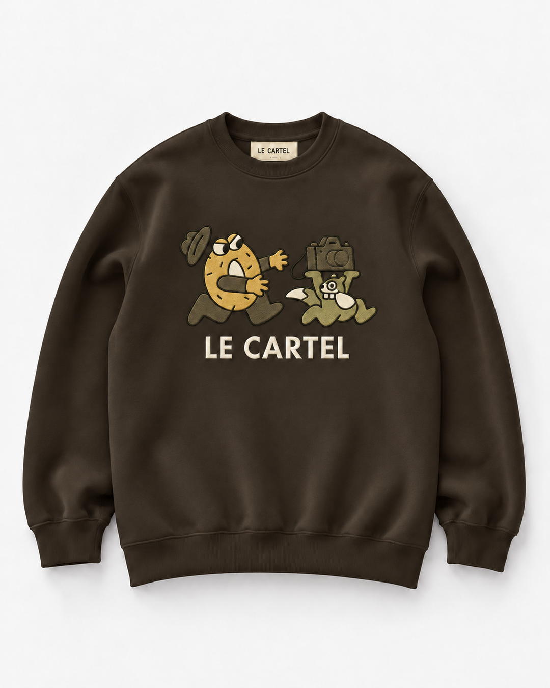 ATTRAPE-MOI SI TU PEUX・Crewneck unisexe brodé・Chocolat