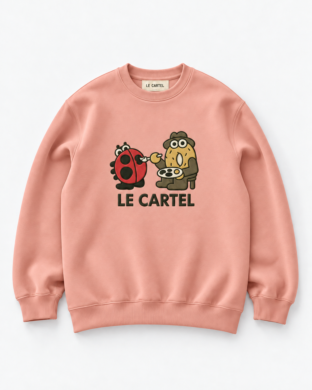 DRAW ME A LADYBUG・Embroidered unisex crewneck・Pink