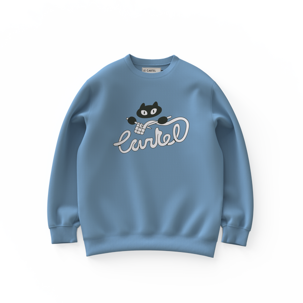 BOULE DE POIL・Crewneck unisexe・Bleu poudre