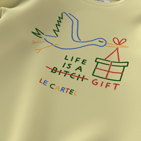 LIFE IS A GIFT・Crewneck unisexe・Crème