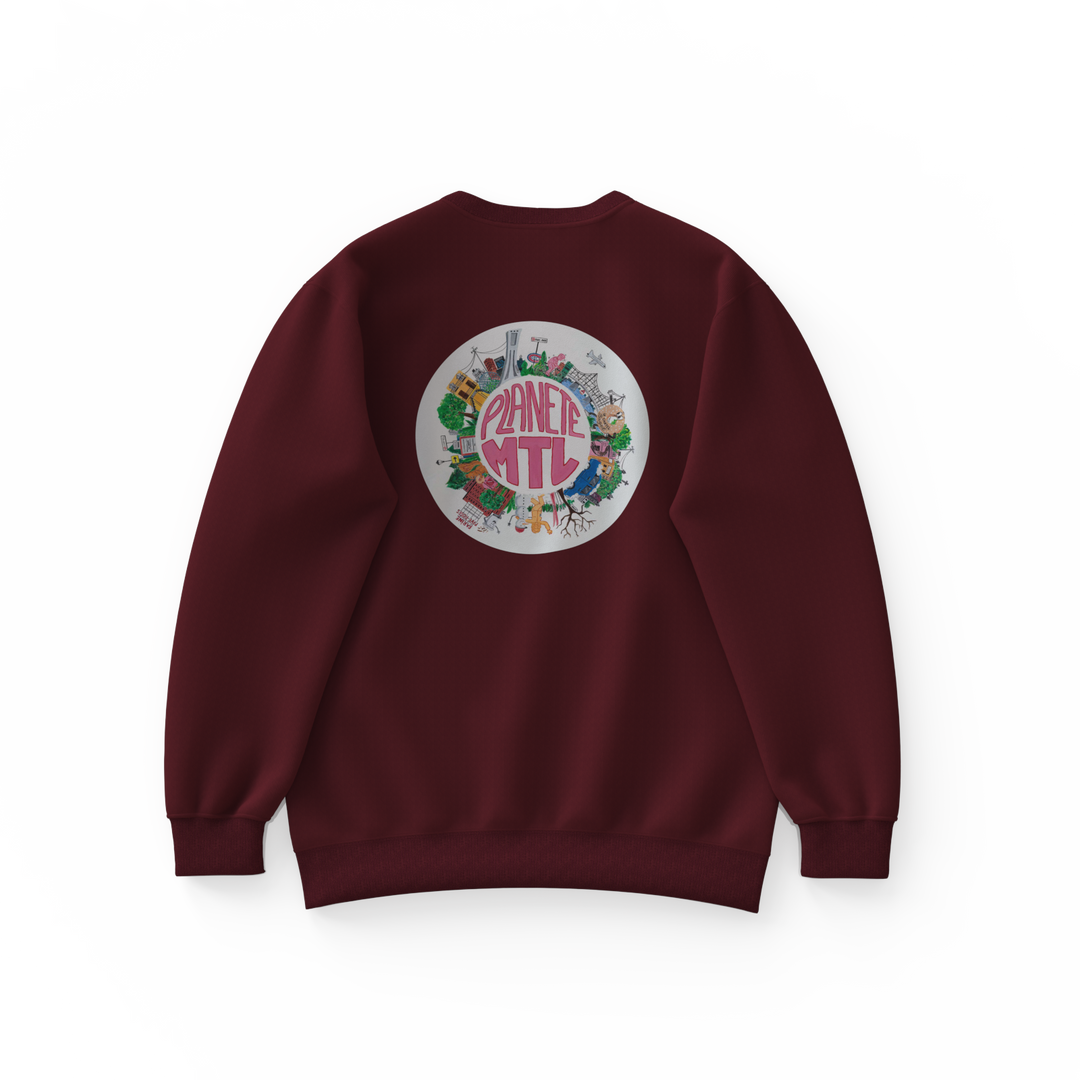 PLANÈTE MTL・Crewneck unisexe・Bourgogne
