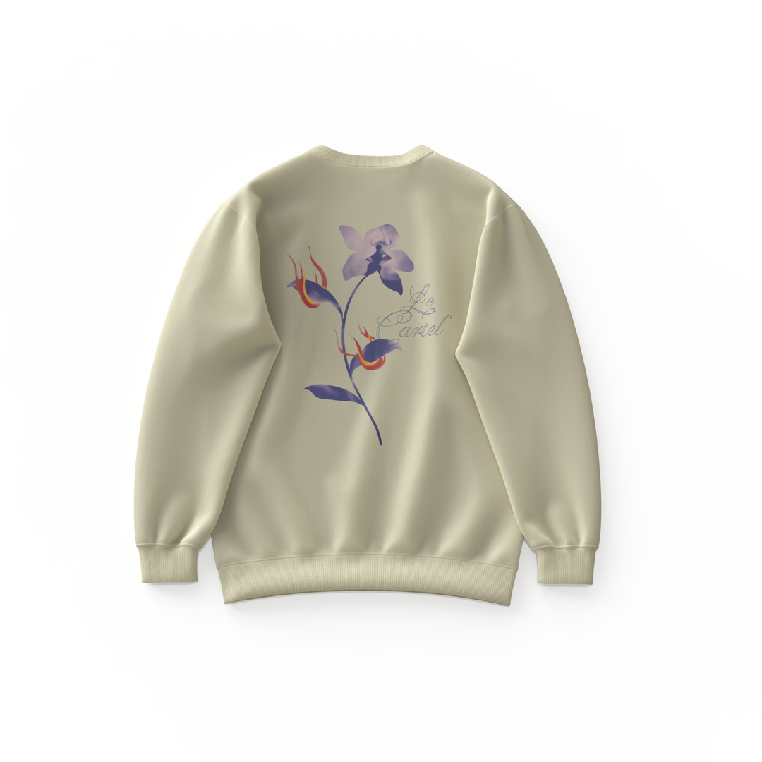 COMBUSTION LENTE・Crewneck ample unisexe・Crème