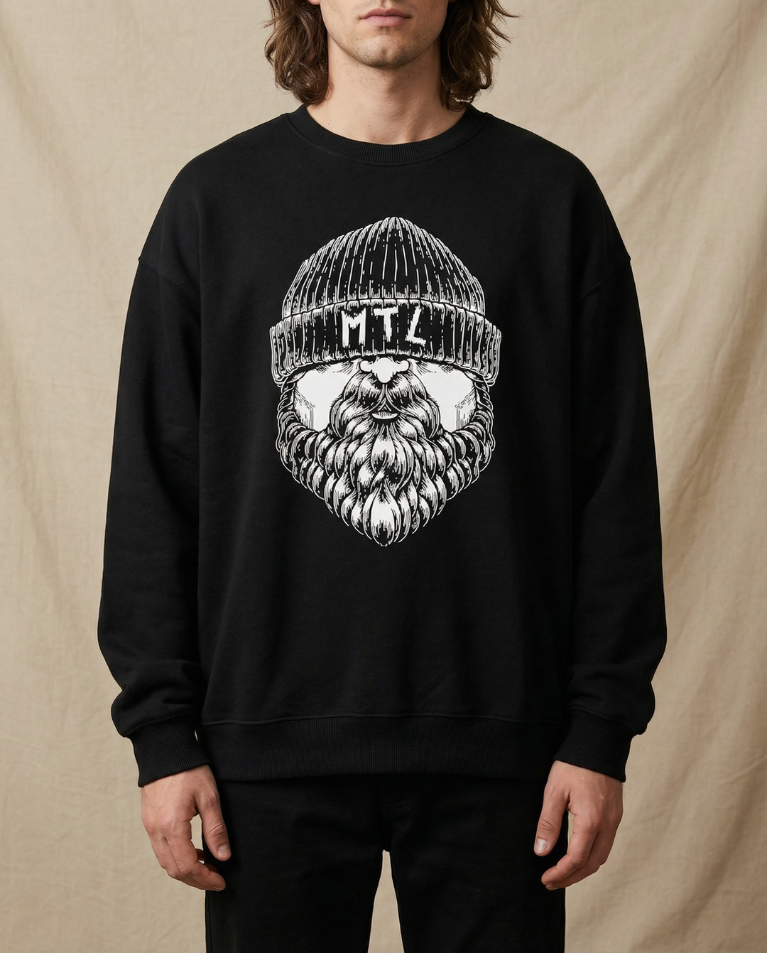 BARBU・Crewneck・Blanc / Noir