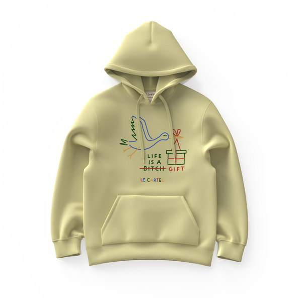 LIFE IS A GIFT・Hoodie unisexe・Crème