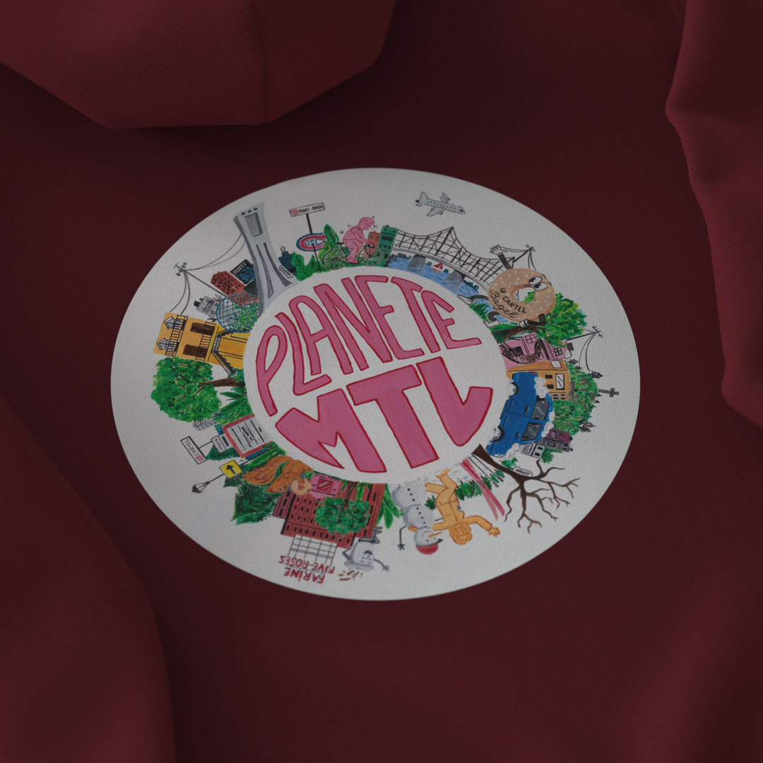 PLANÈTE MTL・Hoodie unisexe・Bourgogne