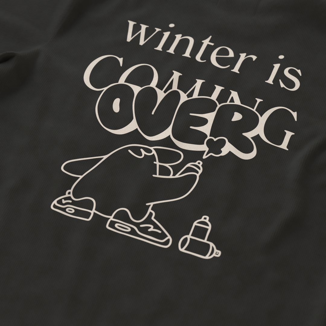 WINTER IS OVER・Large unisex T-shirt・Vintage black