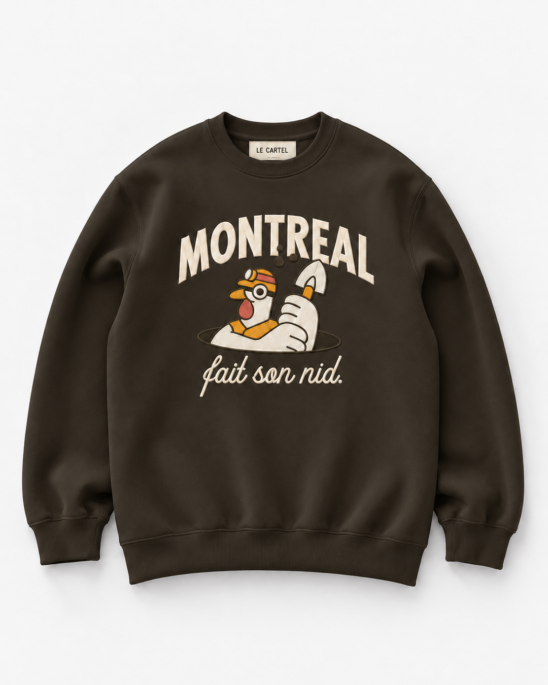 MONTREAL MAKES ITS NEST・Embroidered unisex crewneck・Chocolate