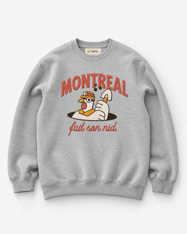 MONTRÉAL FAIT SON NID・Embroidered unisex crewneck・Heather grey