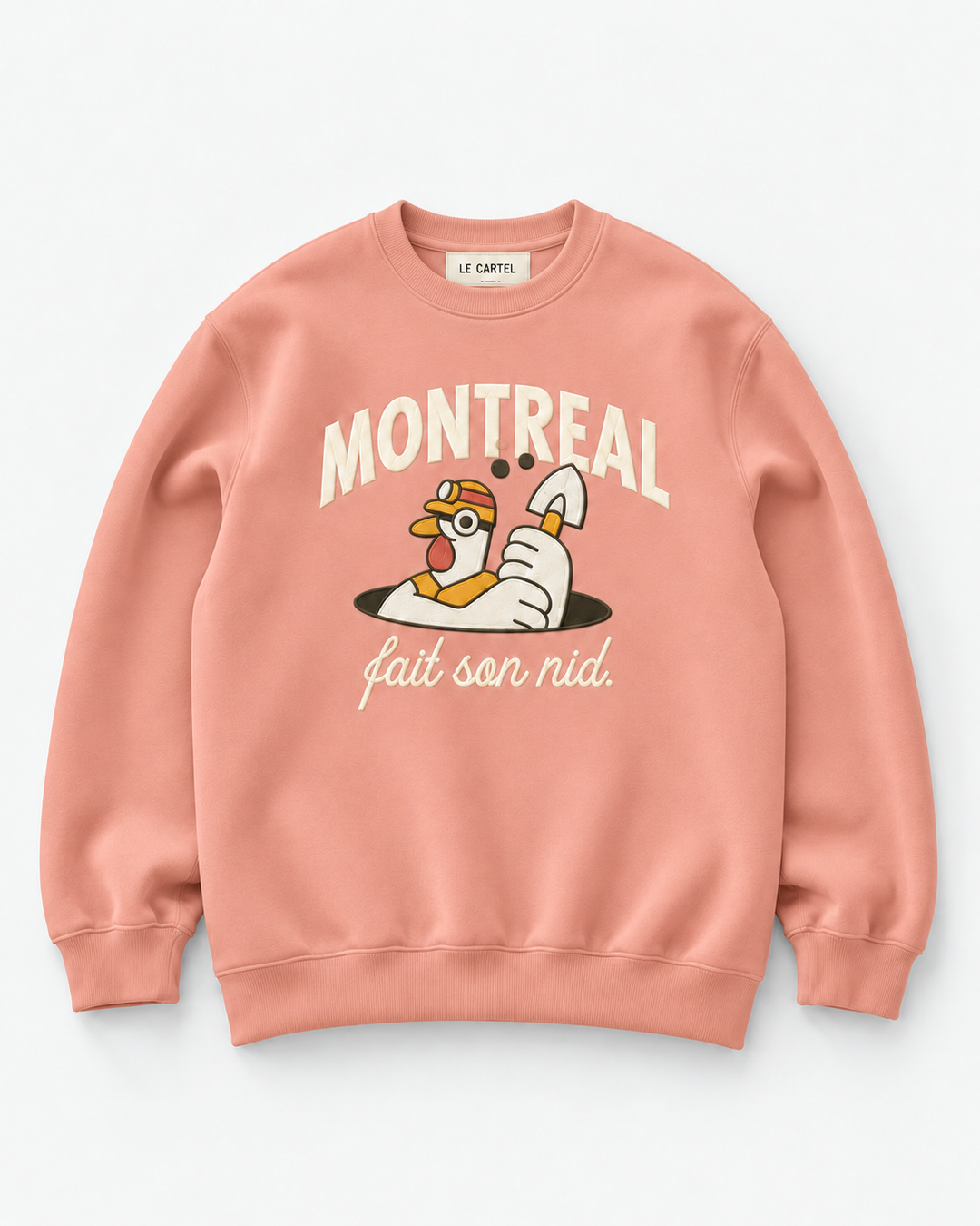 MONTRÉAL FAIT SON NID・Crewneck unisexe brodé・Rose