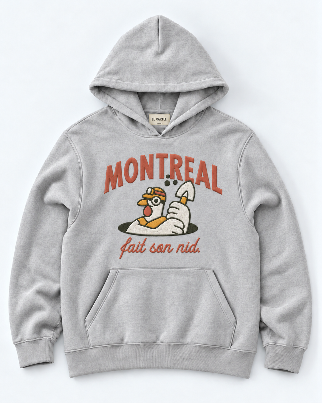 MONTRÉAL FAIT SON NID・Embroidered unisex hoodie・Heather grey
