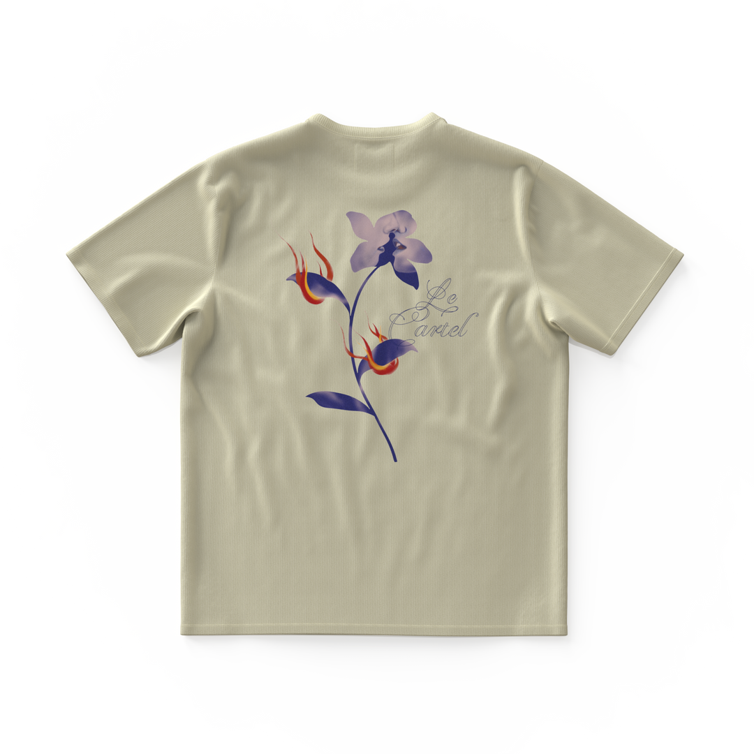 COMBUSTION LENTE・T-shirt ample unisexe・Crème