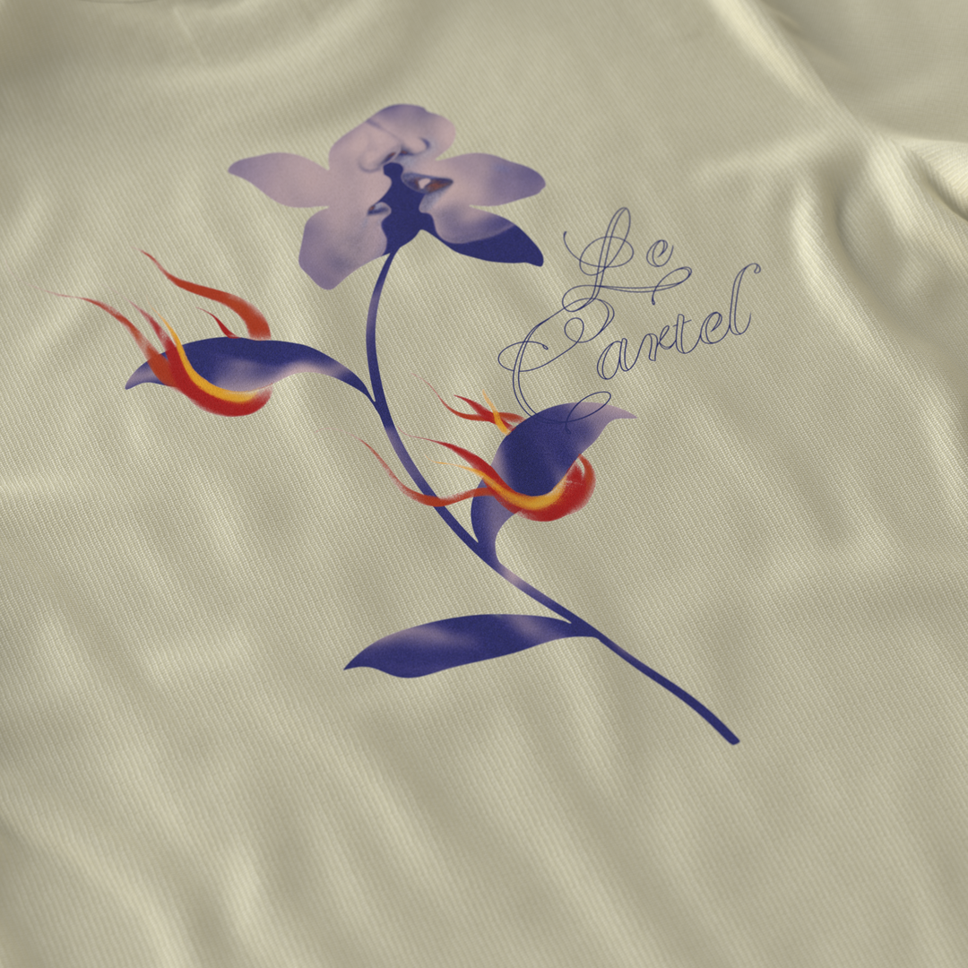 COMBUSTION LENTE・T-shirt ample unisexe・Crème
