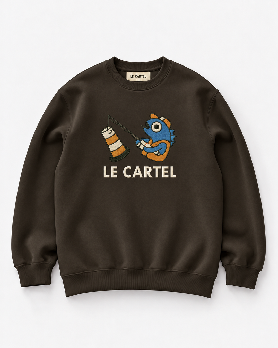 MIRACULOUS CATCH・Unisex embroidered crewneck・Chocolate