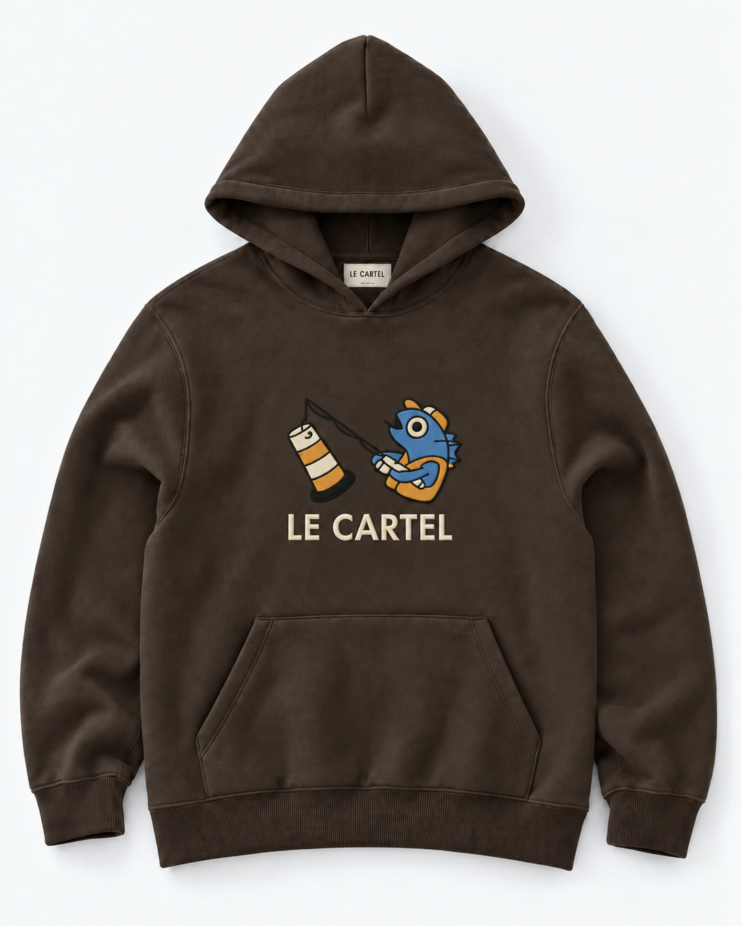 PÊCHE MIRACULEUSE・Hoodie unisexe brodé・Chocolat