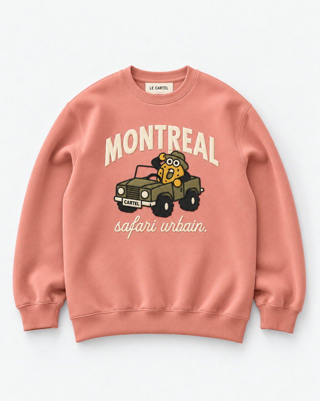 SAFARI URBAIN・Crewneck unisexe brodé・Rose