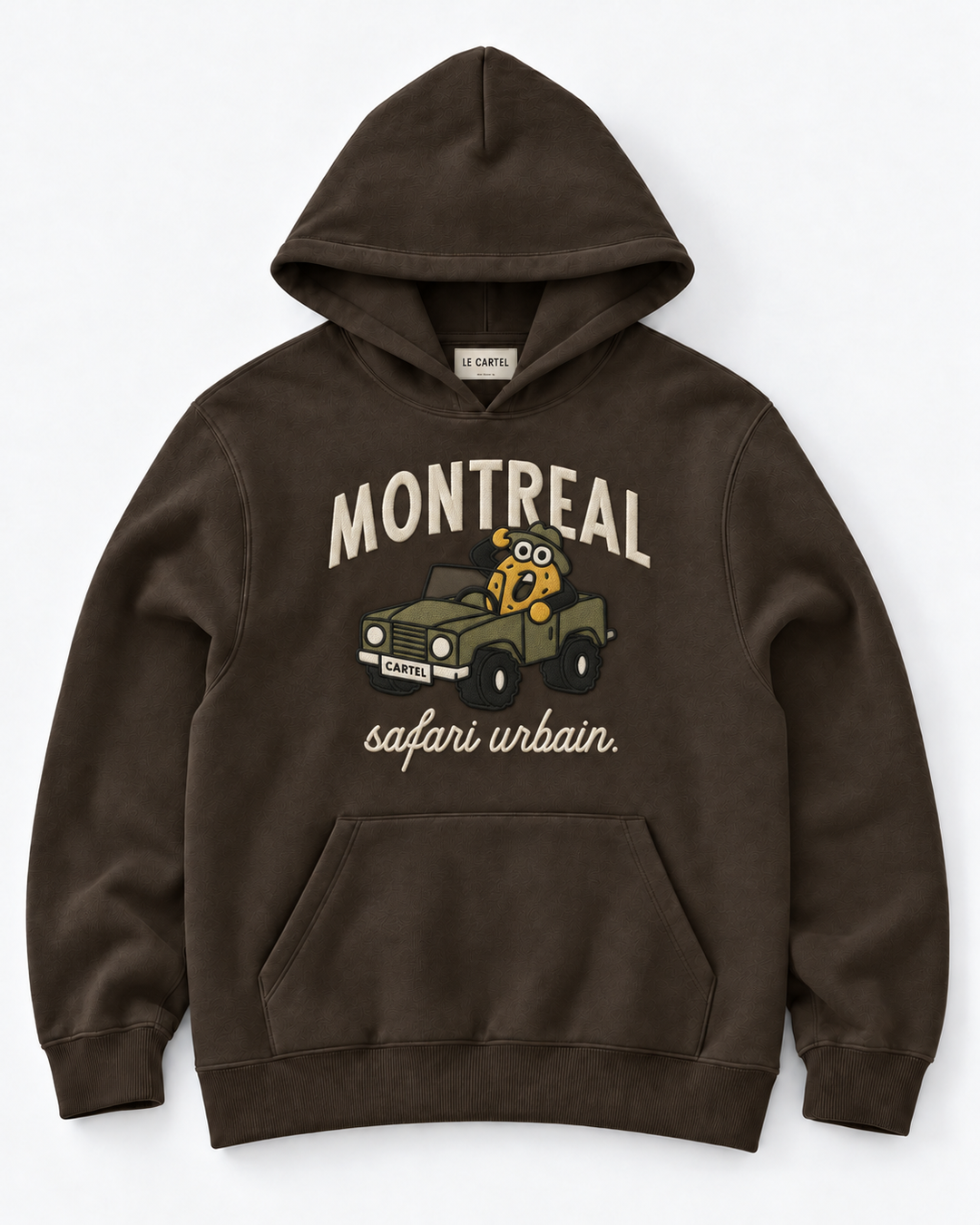 SAFARI URBAIN・Hoodie unisexe brodé・Chocolat