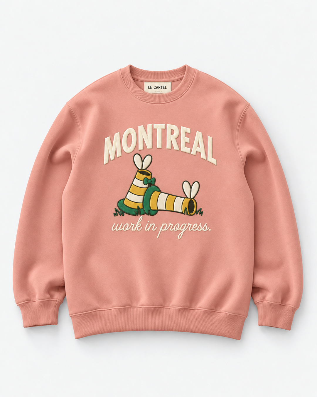 WORK IN PROGRESS・Unisex embroidered crewneck・Pink