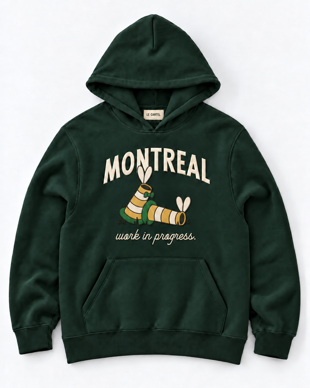 WORK IN PROGRESS・Hoodie unisexe brodé・Vert