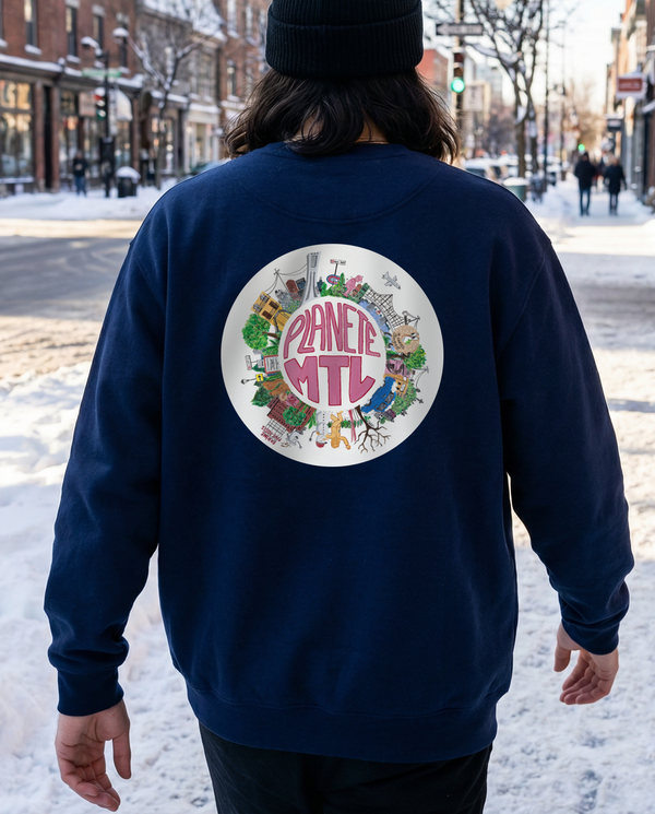 PLANET MTL・Crewneck unisex・Navy blue
