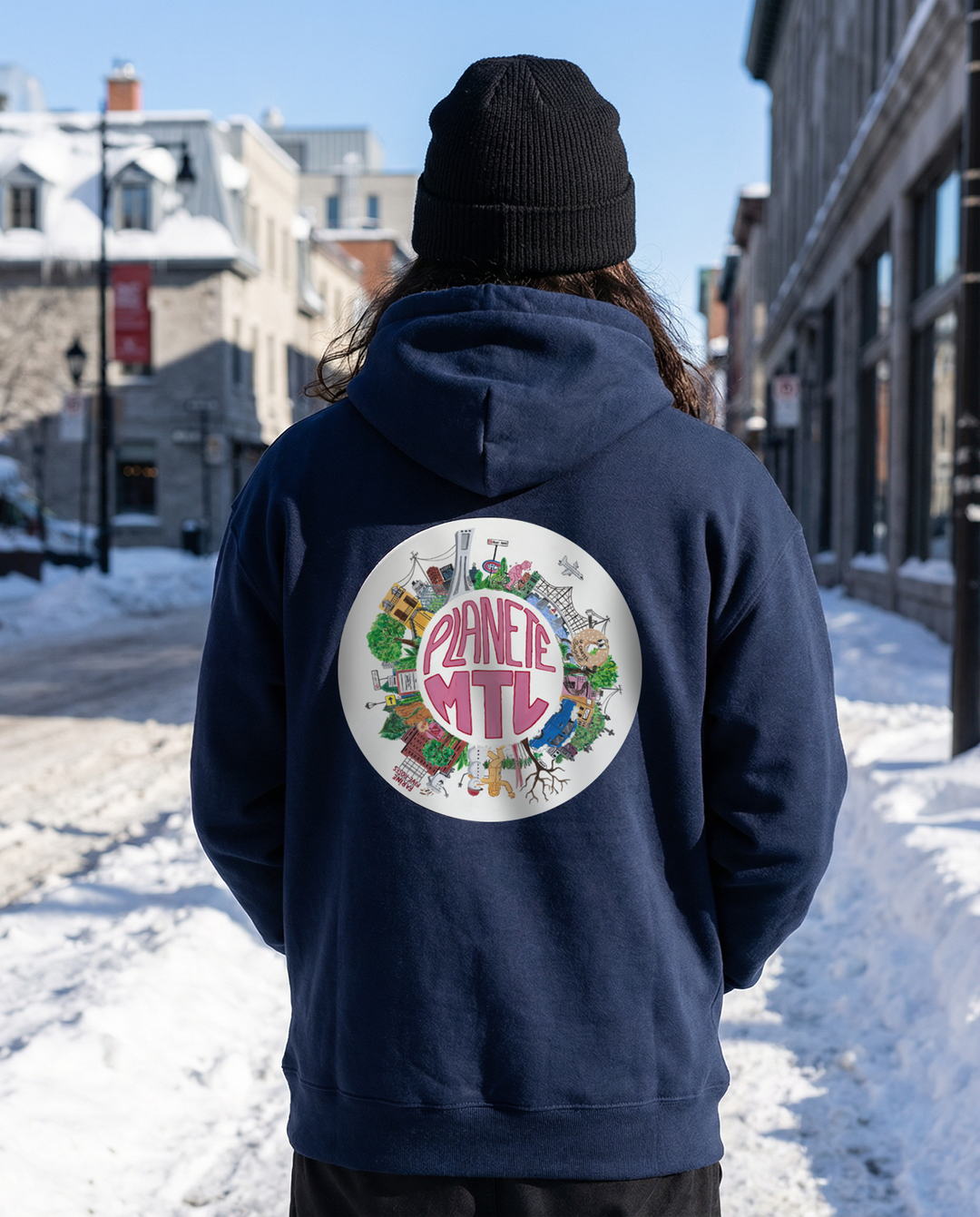 PLANET MTL・Hoodie unisex・Navy blue