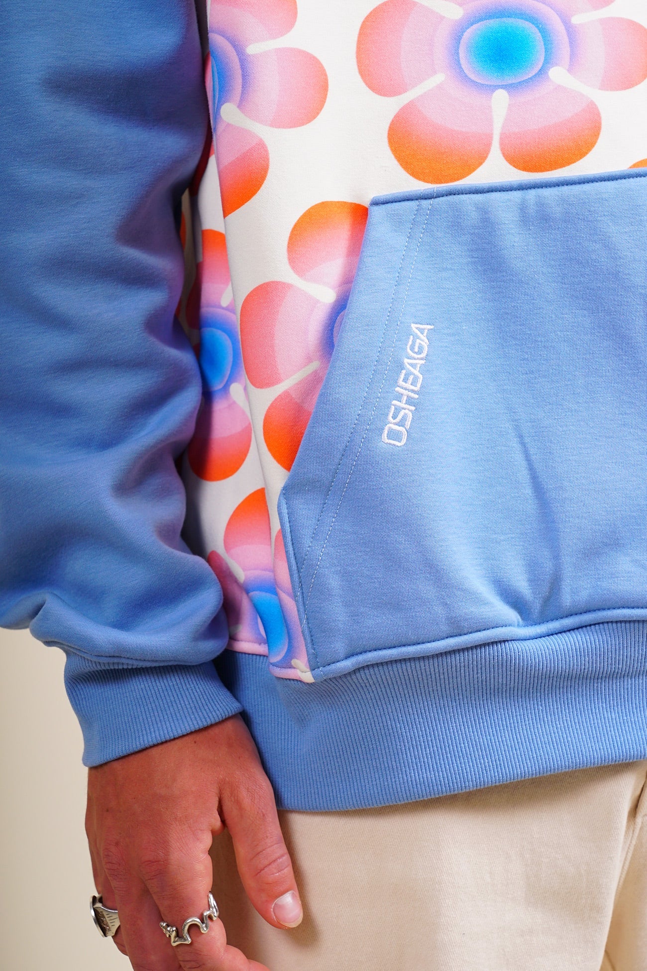 FLOWER POWER Unisex hoodie Powder blue